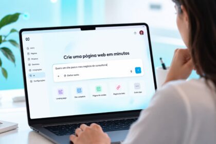 Pessoa criando o seu site a partir de um chat de inteligência artificial.